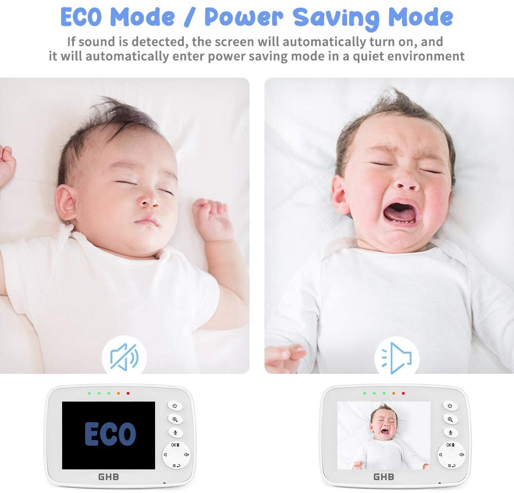 GHB Baby Monitor Video Baby Monitor with Camera Digital Zoom Infrared
