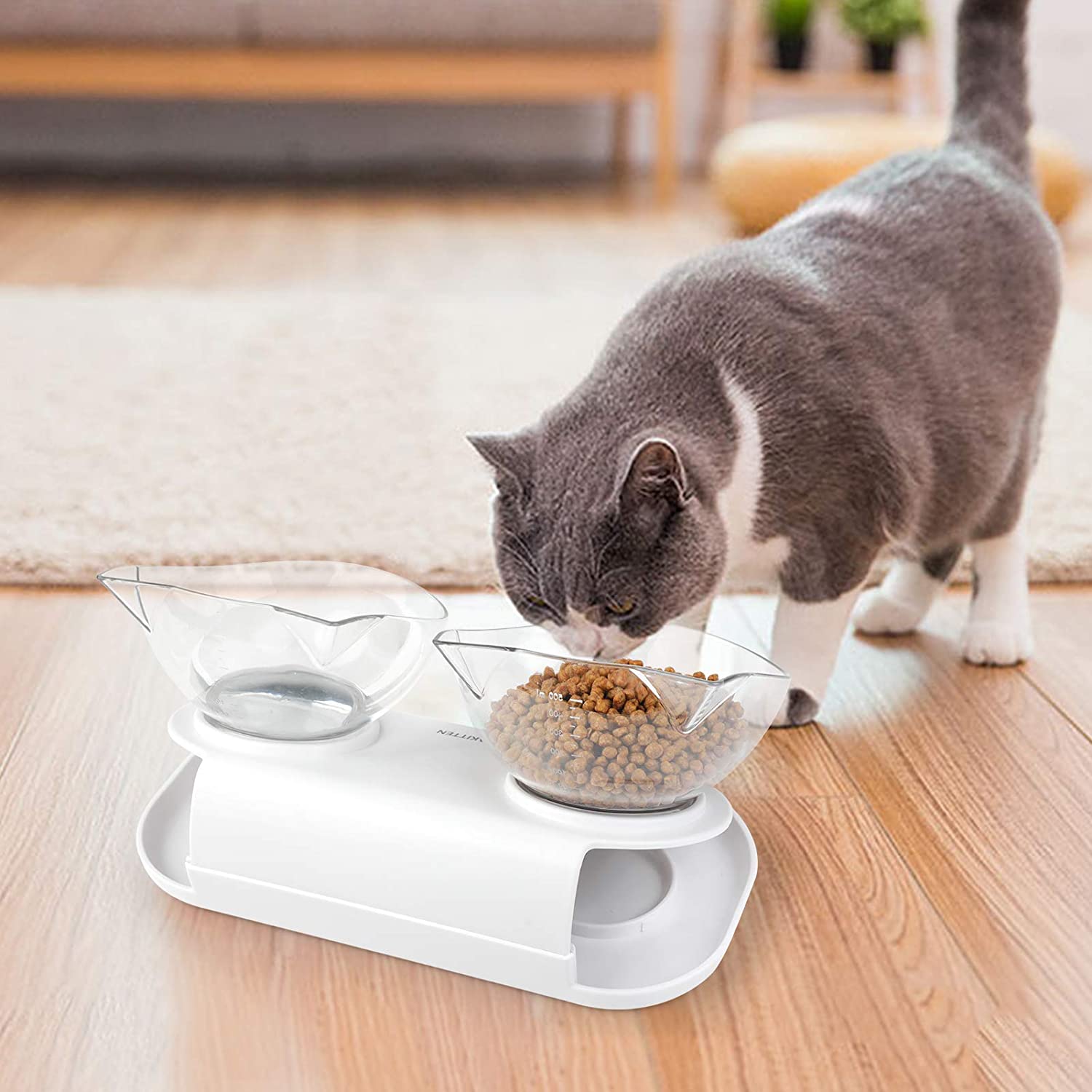 Cat bowls with stand cat food bowl with 15 ° incline angle personalised