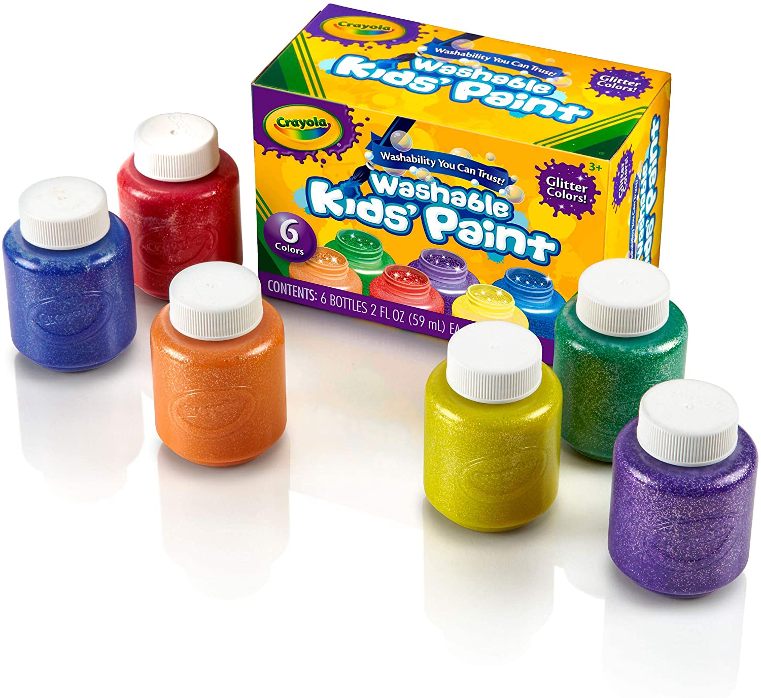 Crayola Washable Glitter Paint, 6 Colours
