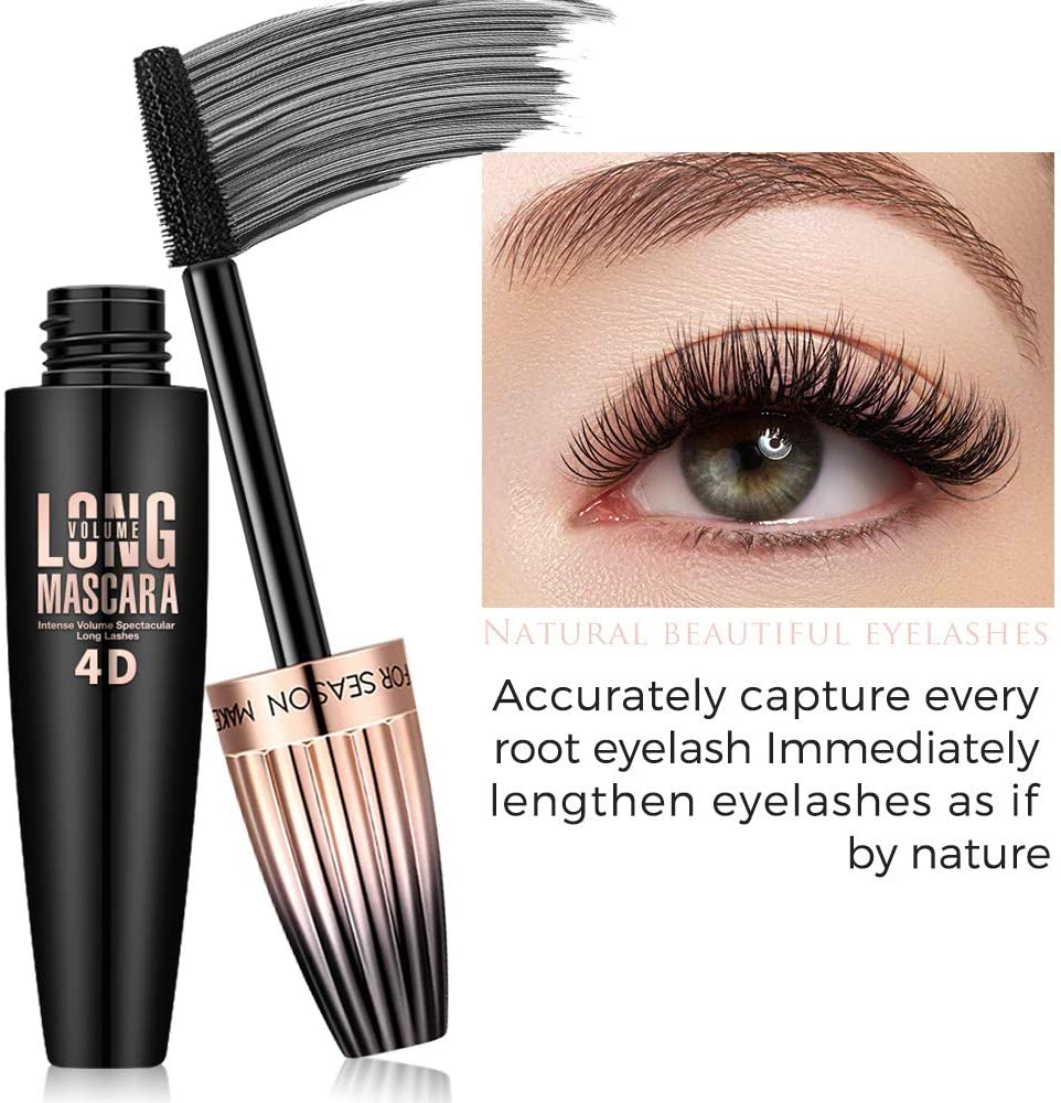 4D Silk Fiber Lash Mascara Waterproof, Luxuriously Longer, Thicker