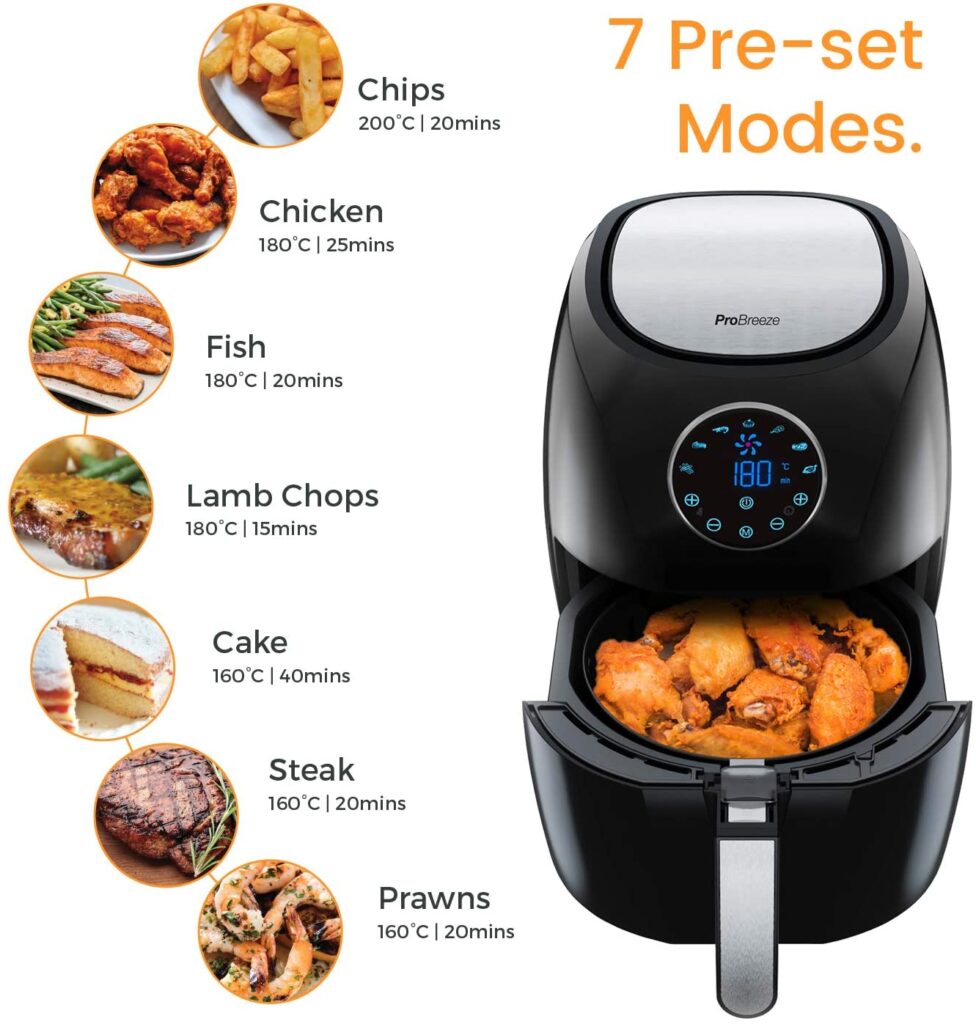 Pro Breeze 4.2L Air Fryer with Digital Display 1400W, Timer and Fully