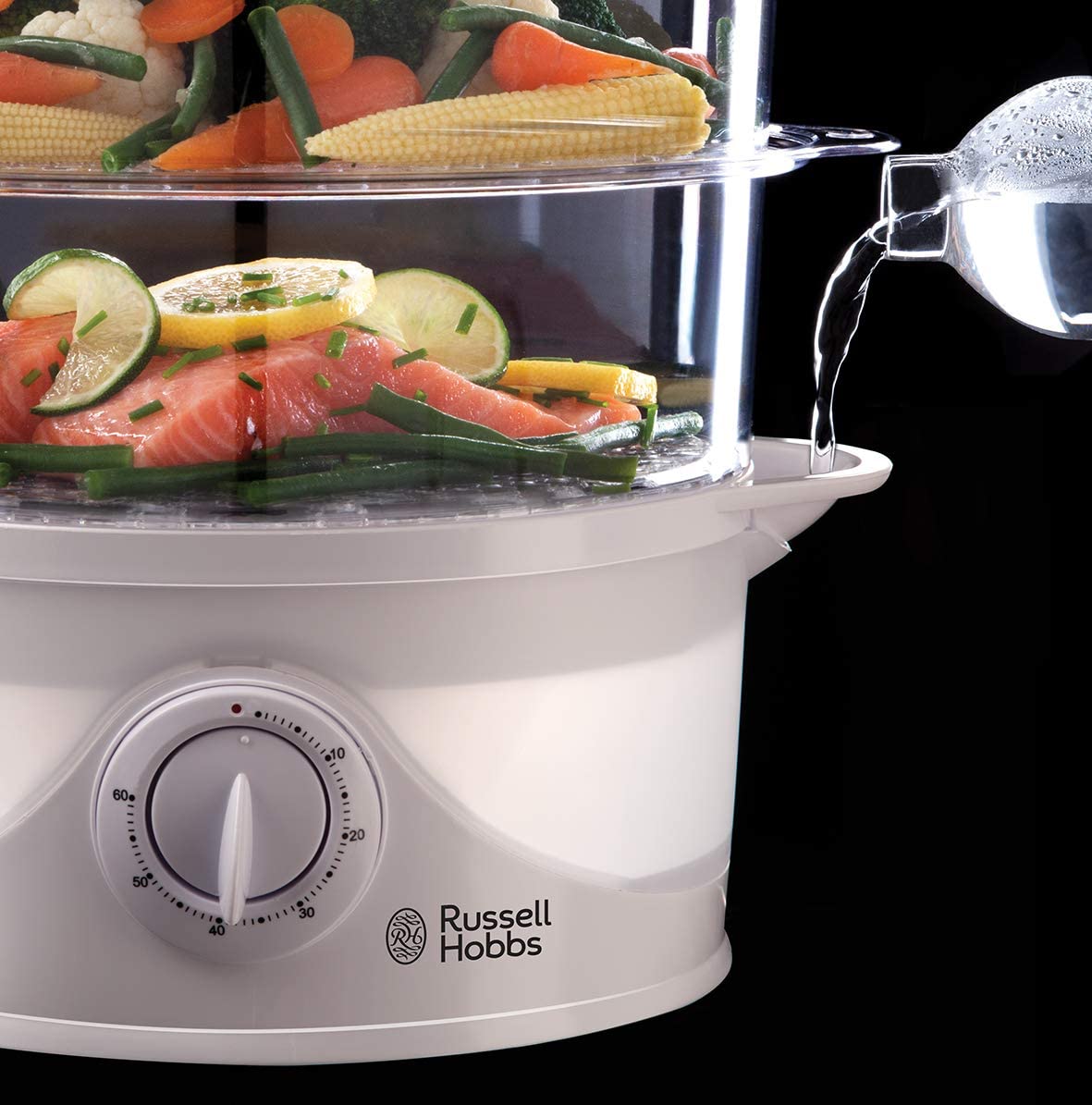 Russell Hobbs 21140 3Tier Food Steamer, 800 W, 9 Litre, White